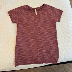Pink athleta short sleeve workout tee